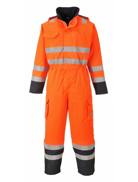 S775 - Bizflame Rain Hi-Vis Multi Coverall Orange/Navy Clothing