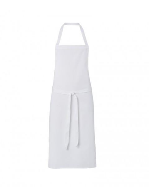 Alexandra NU691 White Bib Apron with Front Pocket - White Clothing