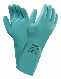 Ansell 37-675 Sol-vex Nitrile Flock Lined Gauntlet Gloves