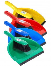   Dustpan & Brush Set - Stiff Bristles 4 colours