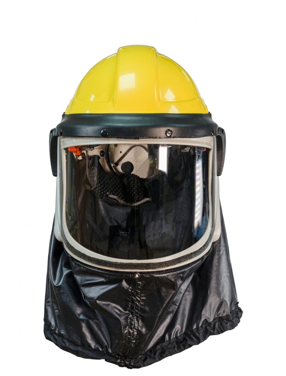 air fed mask with hard hat