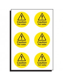 6 x Caution hot water stickers