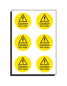 6 x Caution hot water stickers Site Products