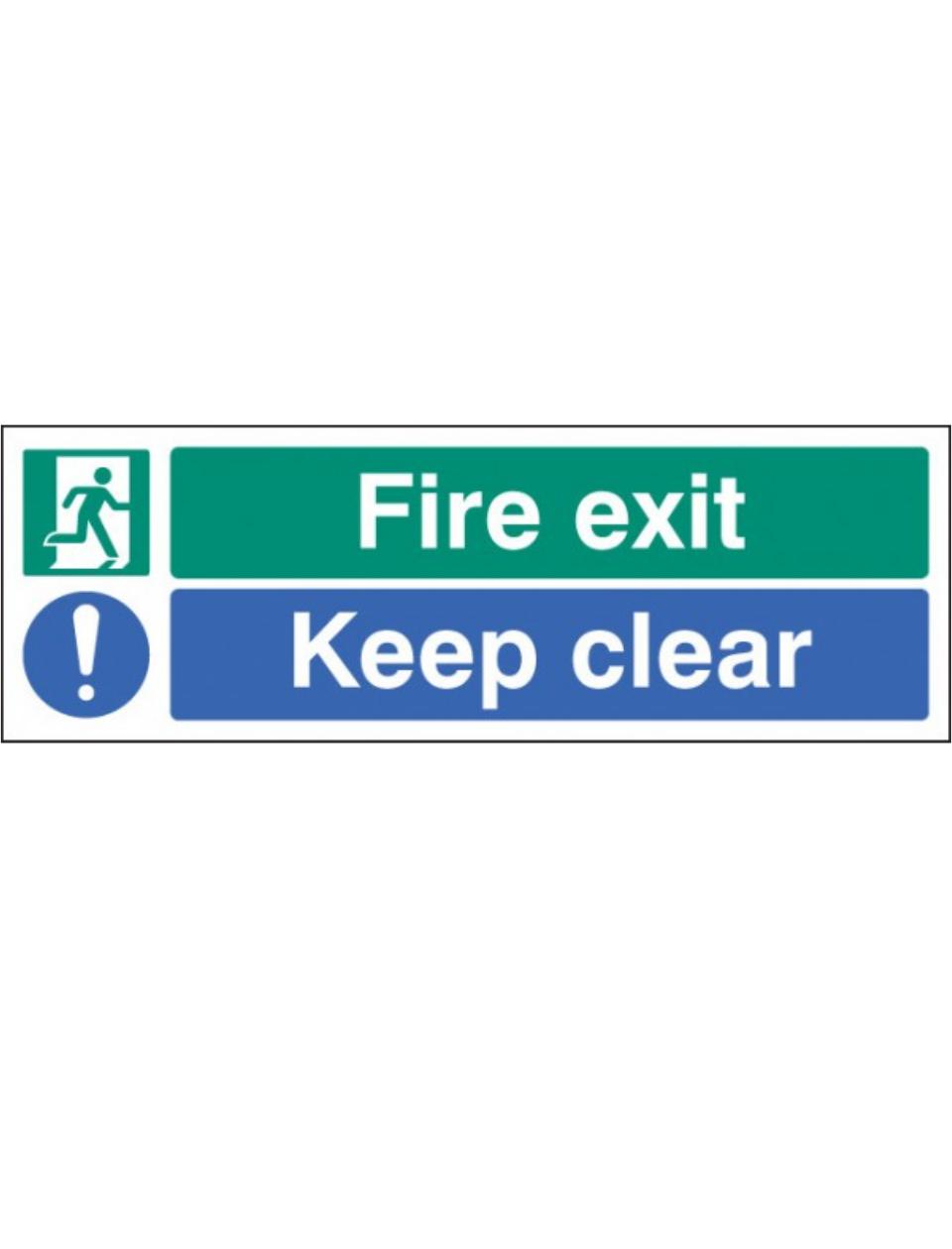 Fire Exit Keep Clear Safety Sign – Rigid Plastic 2 Sizes