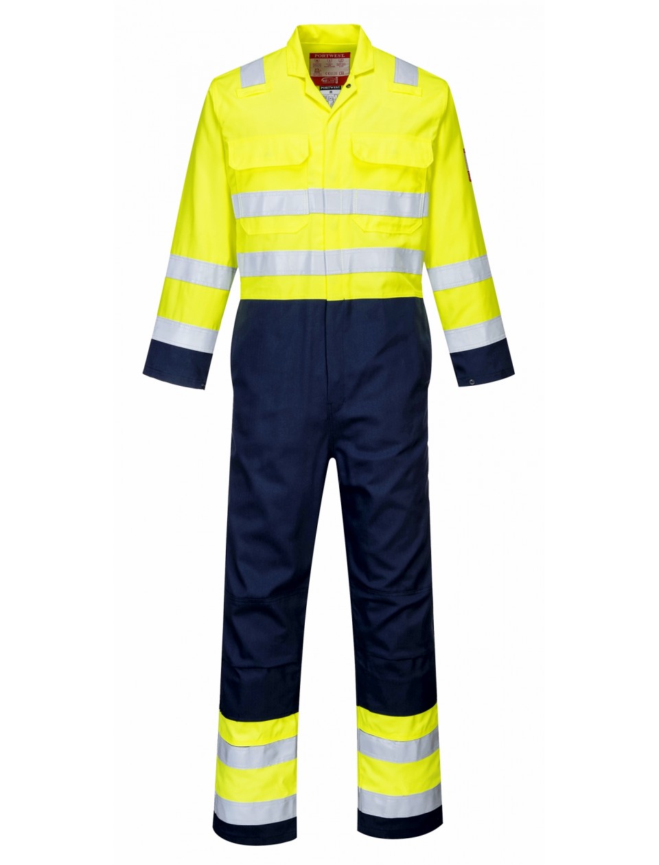 Portwest BIZ7 - Hi-Vis Anti-Static Bizflame Pro Coverall - Yellow/Navy